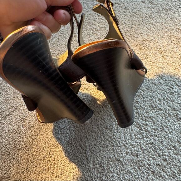 DexFlex Comfort Open Toe Brown & Shiny Copper Ankle Strap Sandals Size 8.5 - Picture 5 of 12